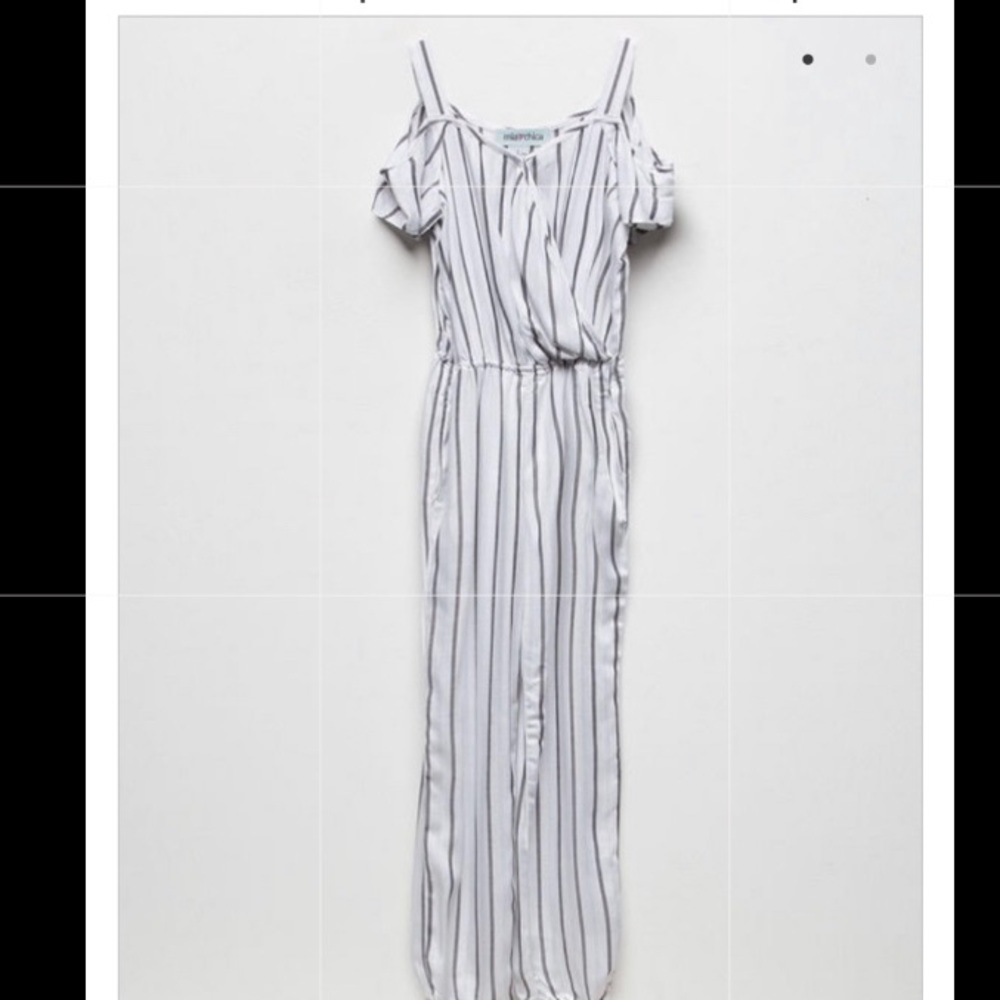 Tilly’s striped cold shoulder girls jumpsuit